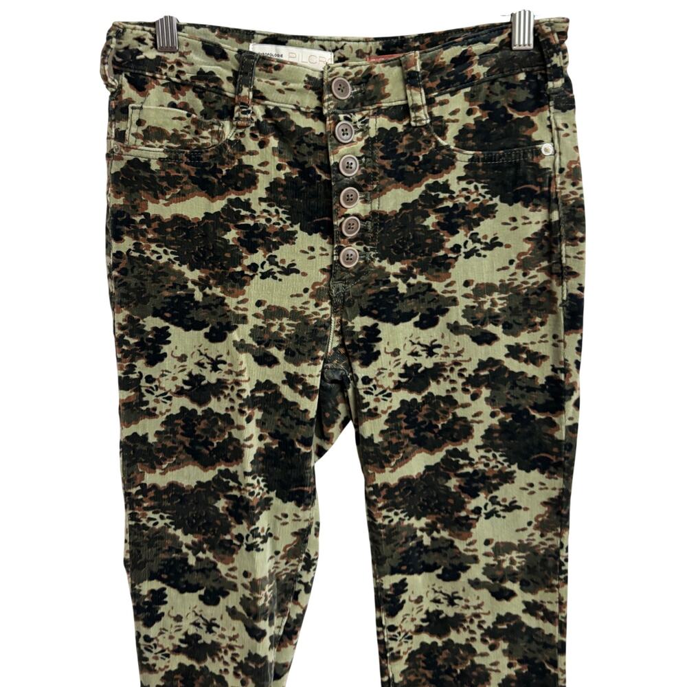 Pilcro Anthropologie Pants Womens 28 Camo Floral Corduroy High Rise Skinny EUC - Picture 2 of 13
